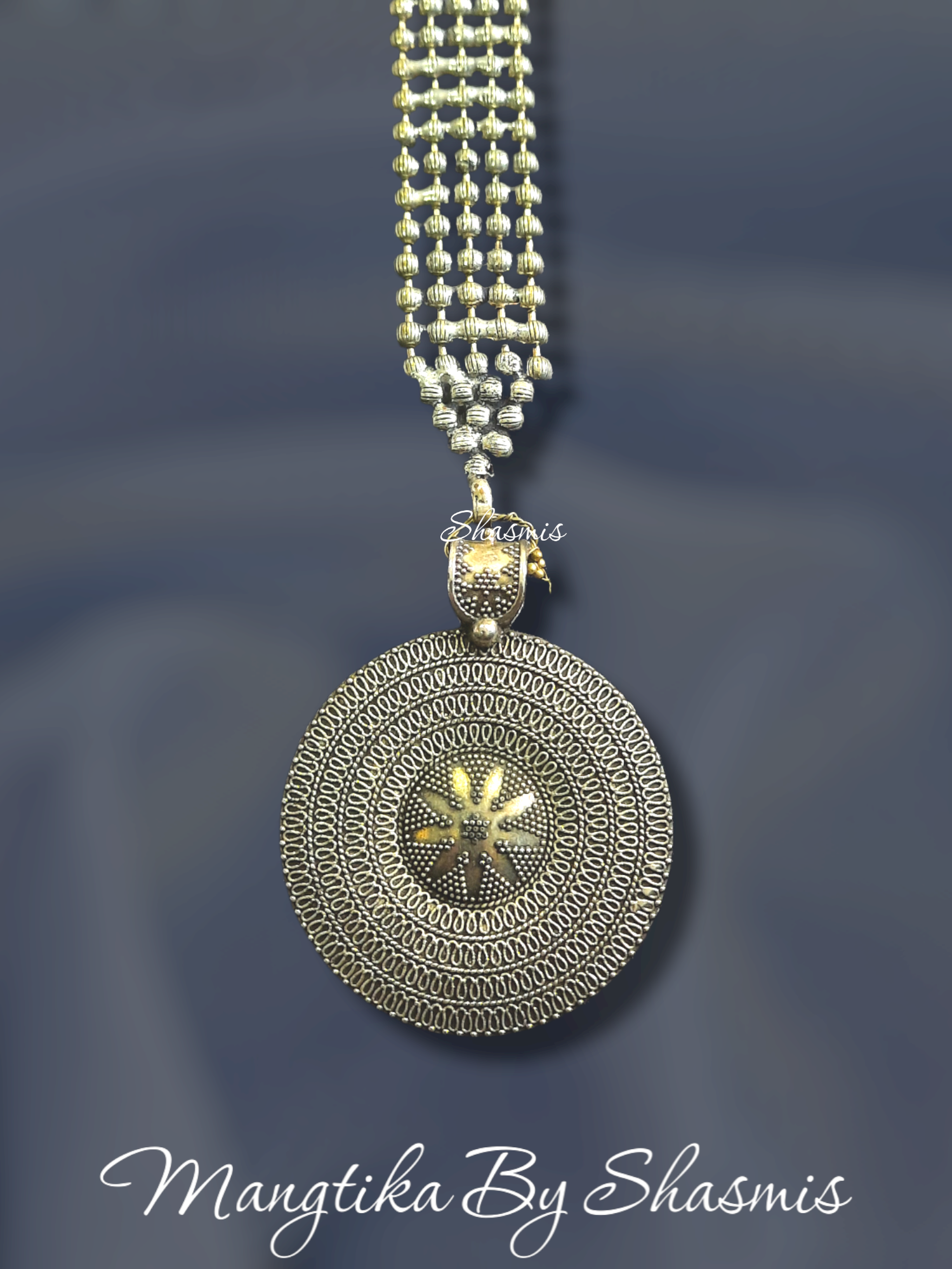 Oxidised Round Design Mangtika