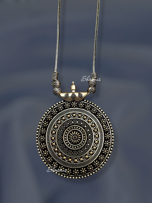 Gun Metal Long Oxidised Necklace