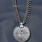 Coin Design Long Silver Necklace