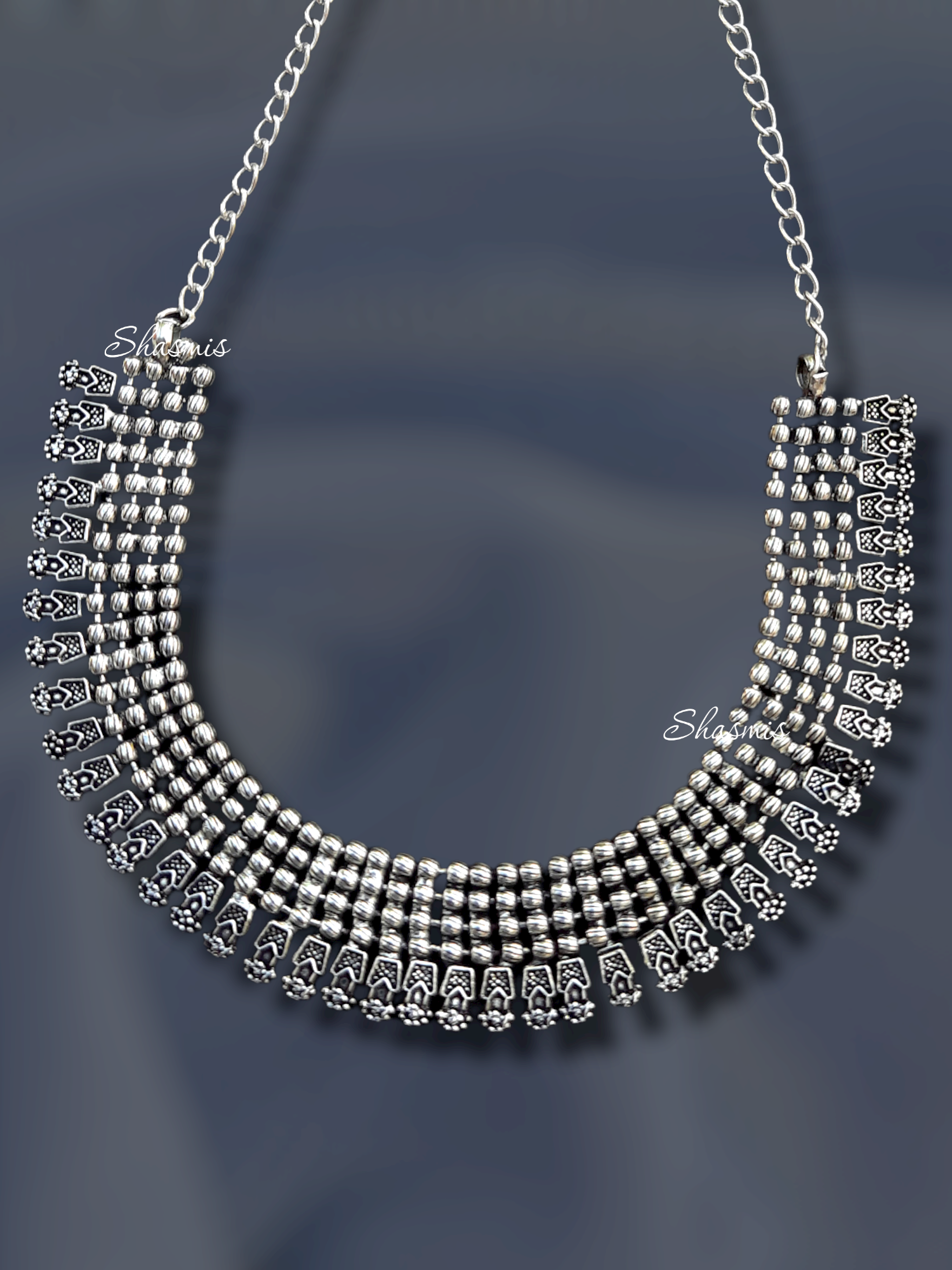 Silver Statement Necklace With Earrings
