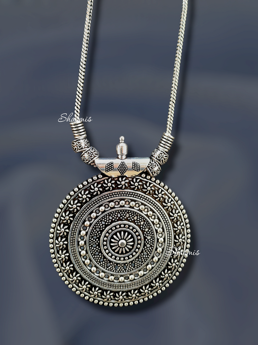 Oxidised Long Chain Pendent Necklace