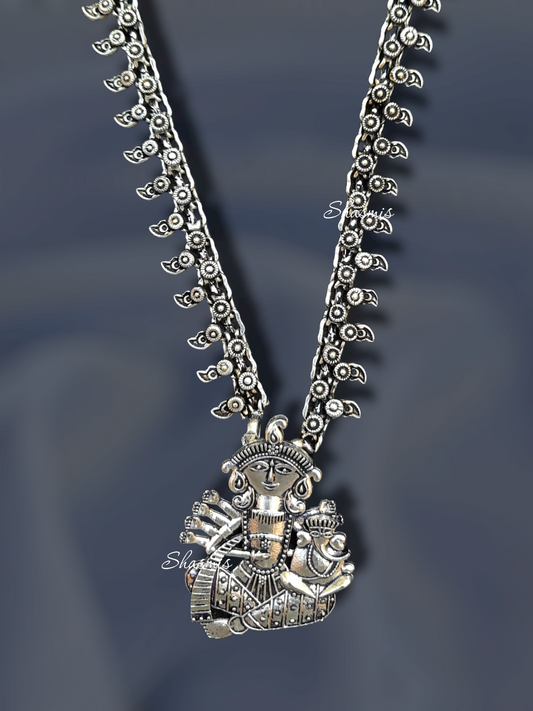 Ganpatti Design Long Oxidised Necklace 