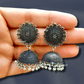 Blue Color Centre Stone Oxidised Necklace with Earrings