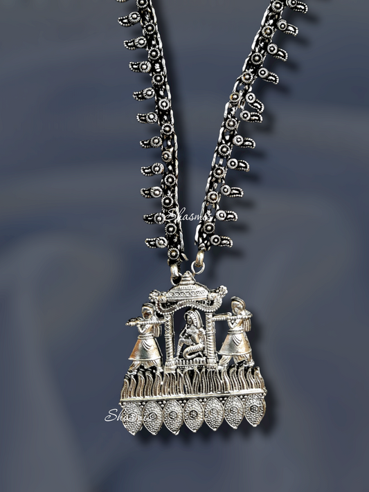 Bridal Doli Silver Oxidised Necklace With Earrings