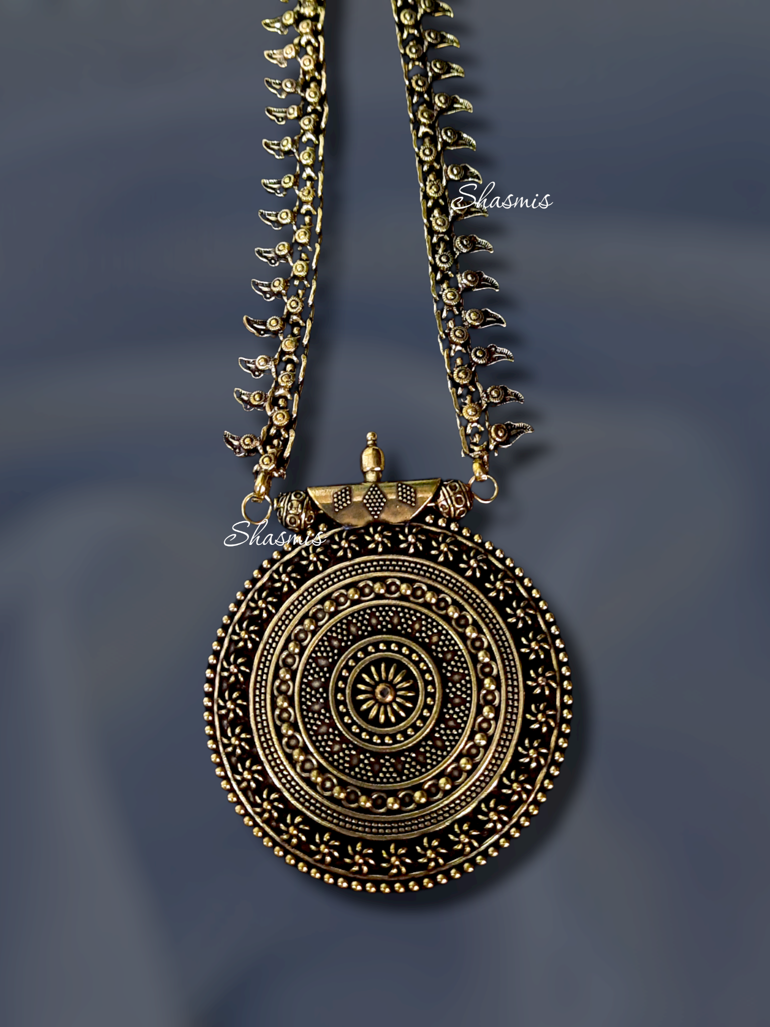 Gun Metal Plating Long Oxidised Neclace 