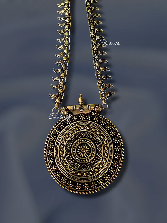 Gun Metal Plating Long Oxidised Neclace 