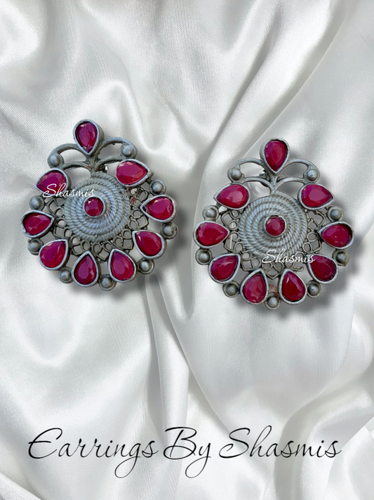 Magenta Color Afghani Earrings