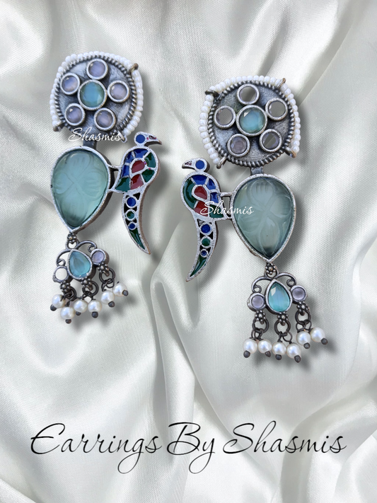 Sky Blue Color Parrot Earrings