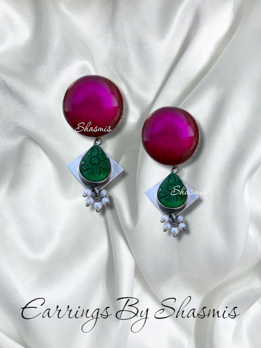 Punch Pink Color Earrings