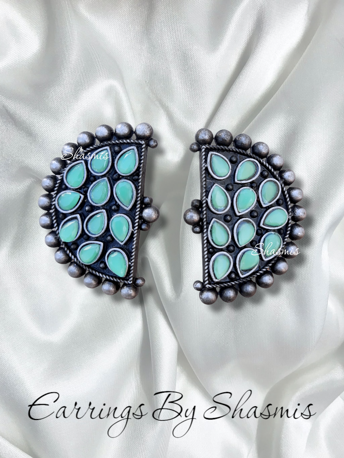 Torquoise Color D Shape Earrings