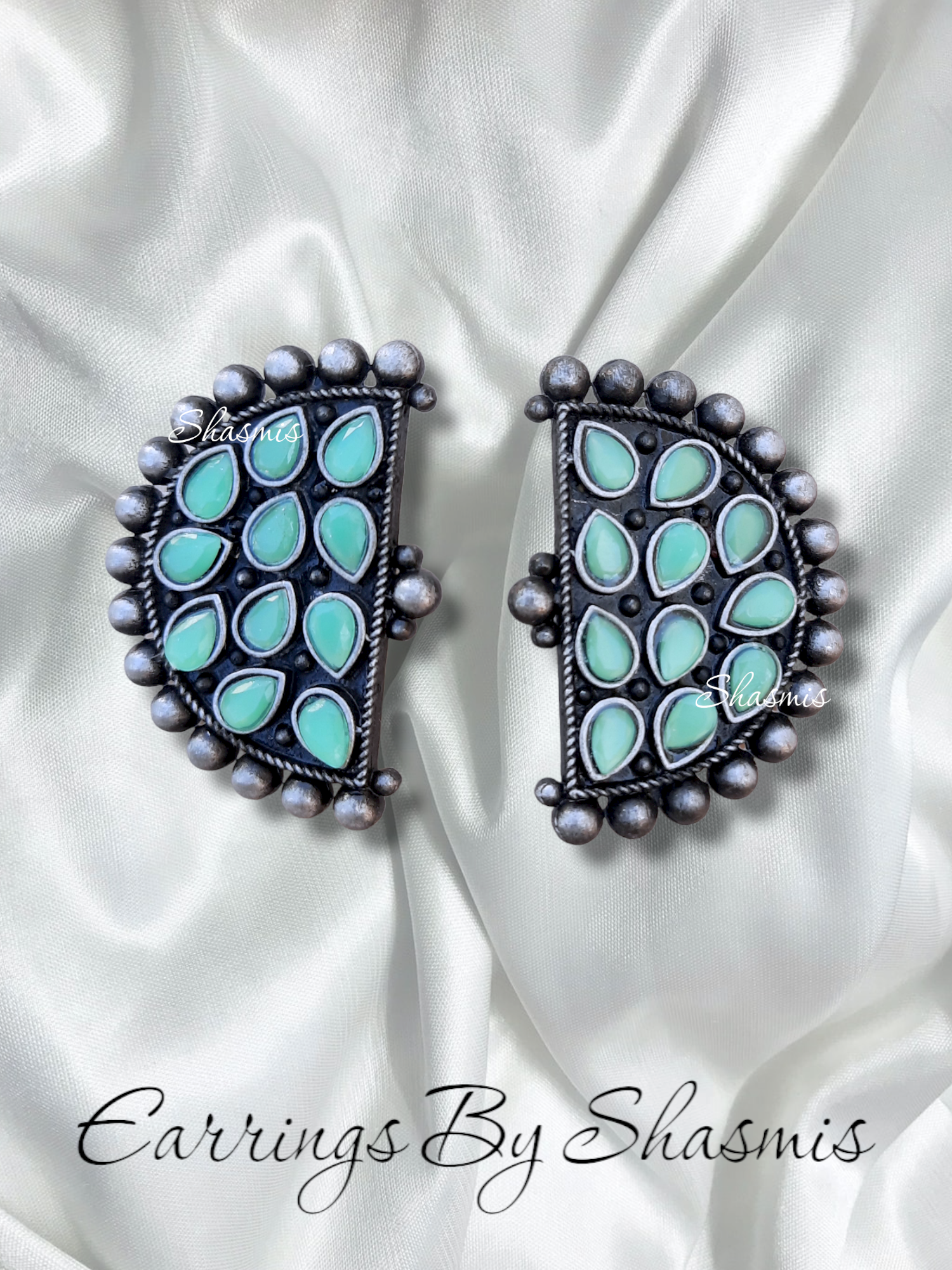 Torquoise Color D Shape Earrings