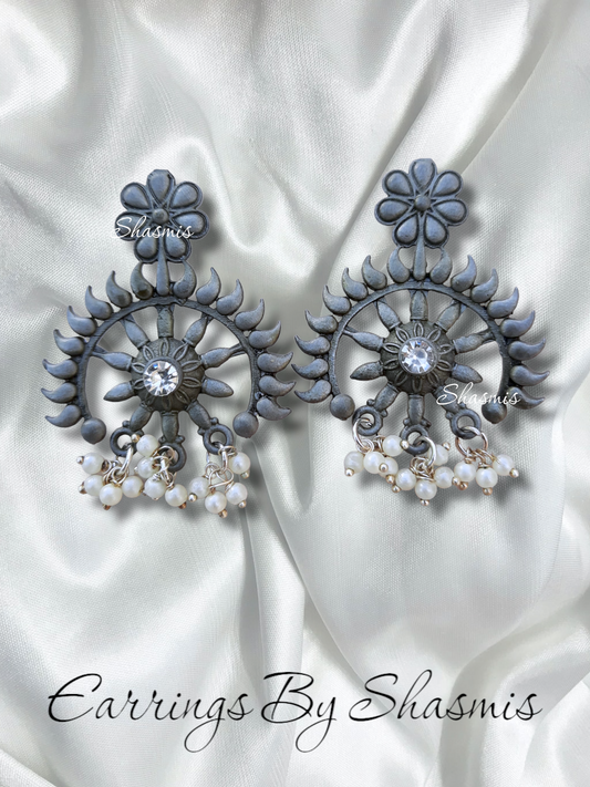 White Stone Afghani Earrings
