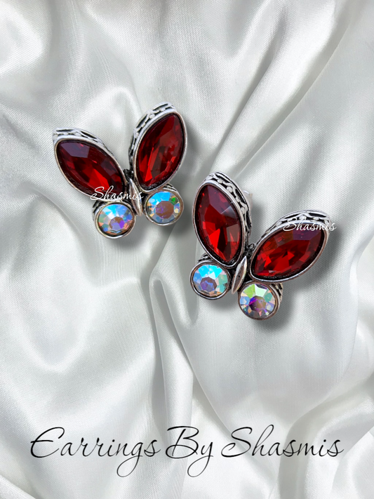 Red Color Butterfly Earrings