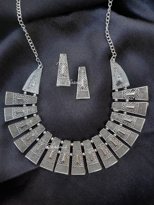 German Silver Oxidised Statement Necklace  