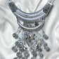 long and Wide Pendent Silver Oxidised Necklace 