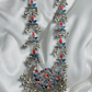Long Drop Silver Oxidised With Color Necklace