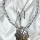 Flower Design Silver Neck Choker