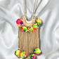 Long Amazing Multicolor Woollen Tread Gold Plating Necklace 