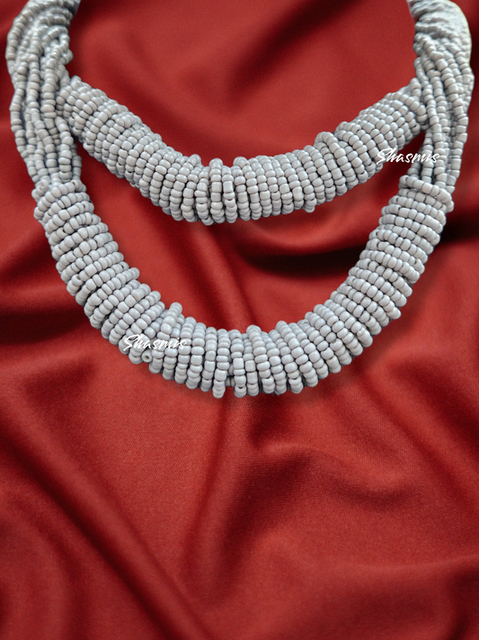 Grey Beads Double Layer Necklace