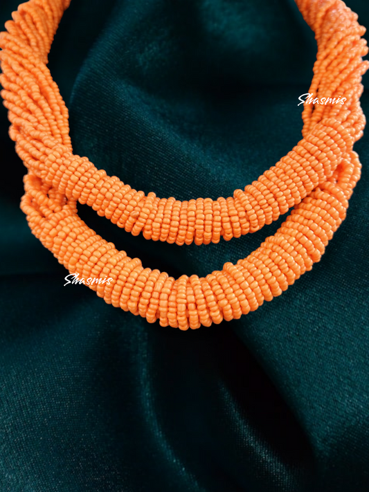 Orange Beads Double Layer Boho Necklace