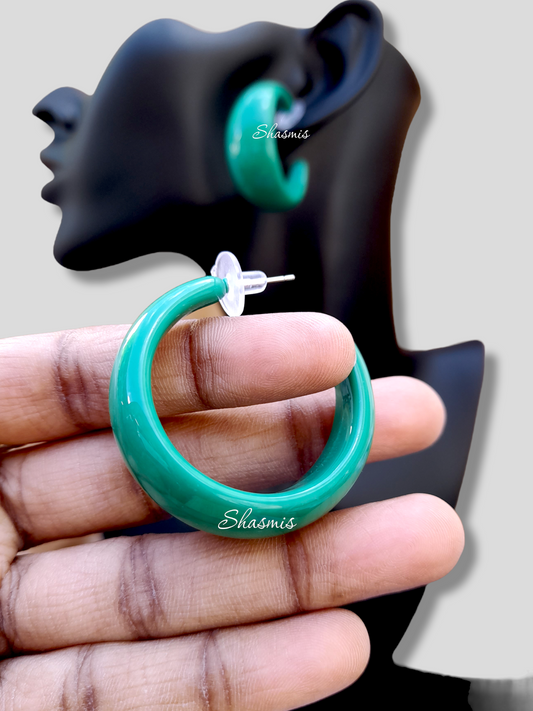 Green Color Big Hoop Earrings