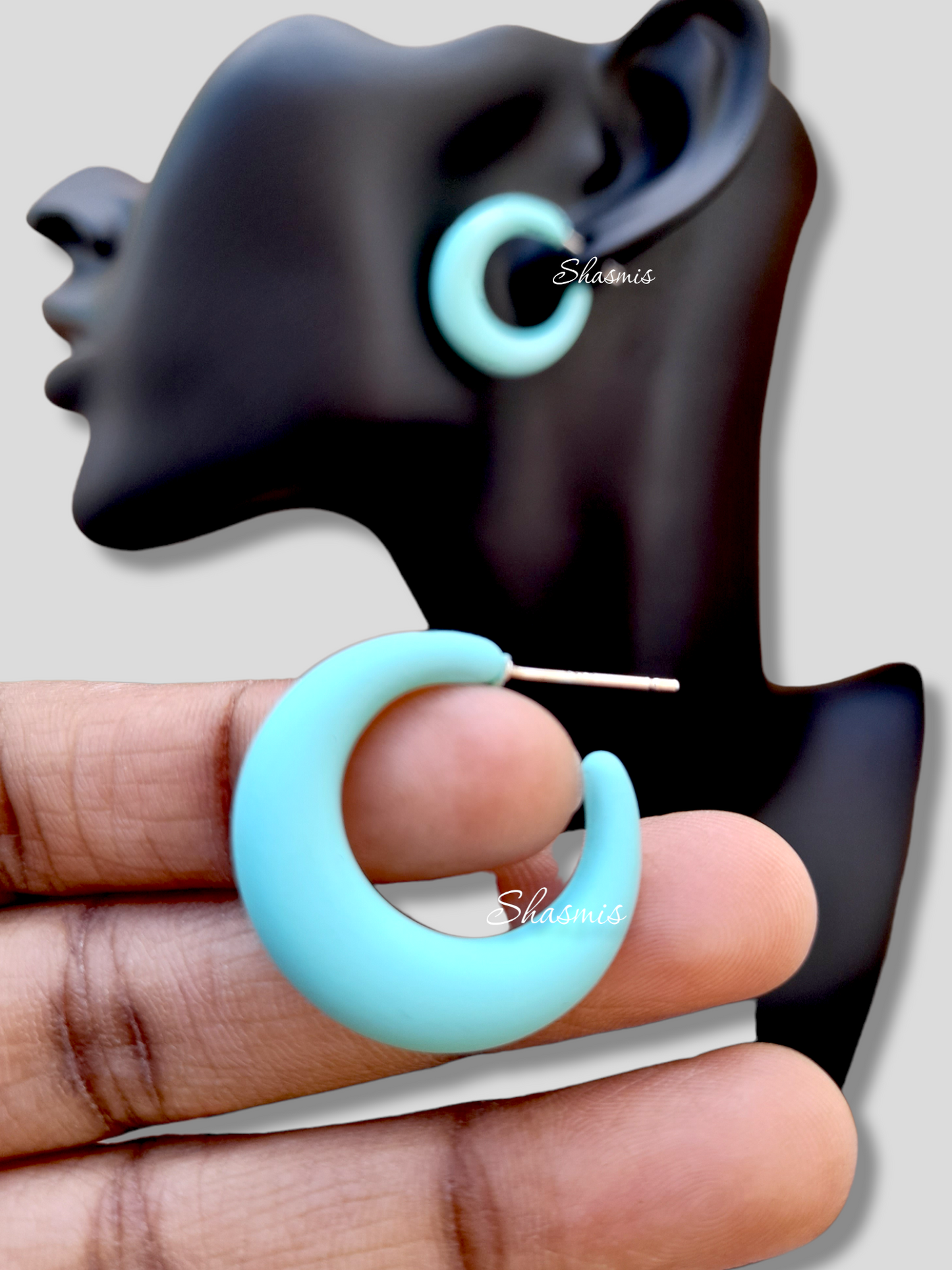 Sky Blue Color Small Hoop Earrings