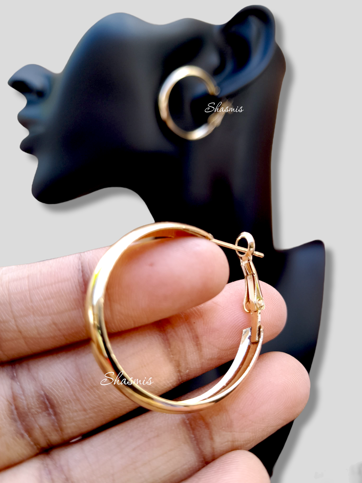 Wide Golden Hoops Earrings