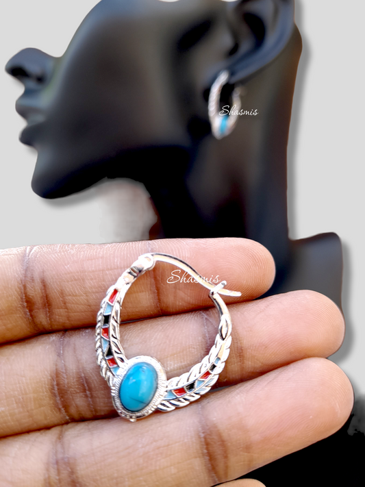 Turquoise Centre stone Silver Earrings