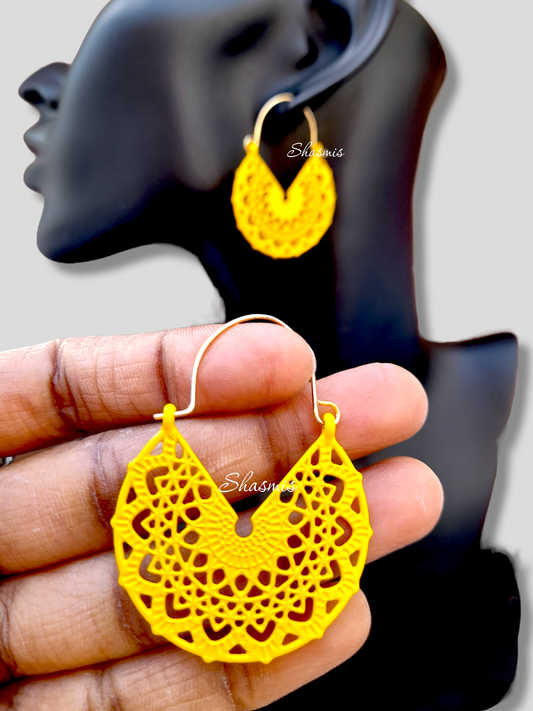 Yellow Color Vintage Design Fashion Hoop Earrings