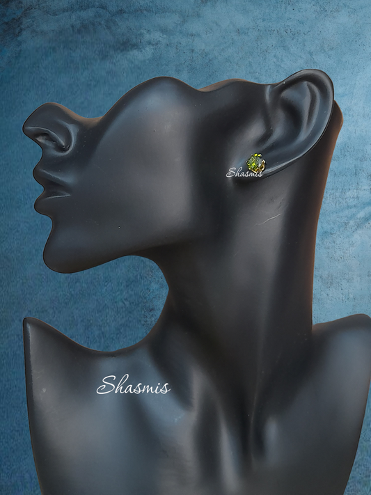 Green Color Diamond Stud Earrings
