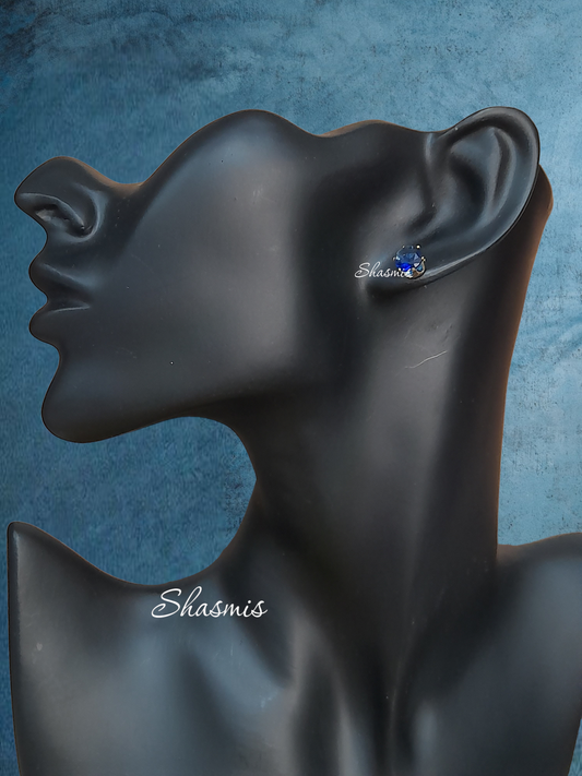 Blue Diamond Stud Earrings
