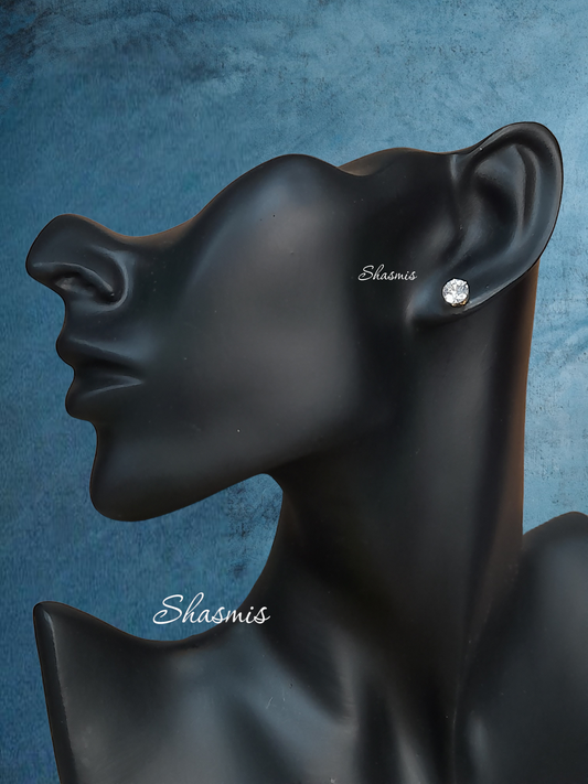 White Small Diamond Stud Earrings