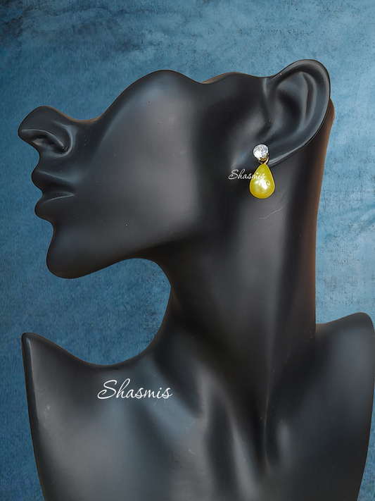 Yellow Drop Diamond Stud Earrings