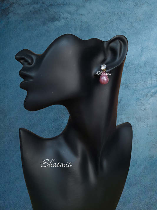 Ppurple Drop Diamond Stud Earrings