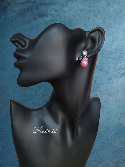 Purple Drop Diamond Stud Earrings