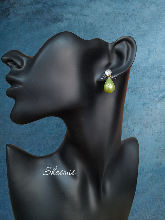 Green Drop Diamond Stud Earrings