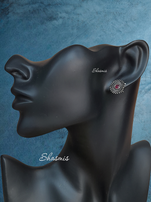 Maroon German Silver Earrings