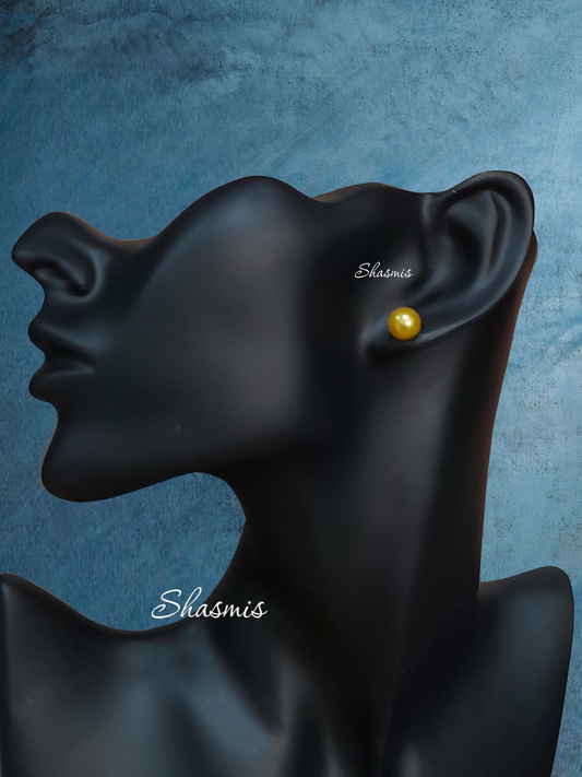 Yellow Pearl Stud Earrings