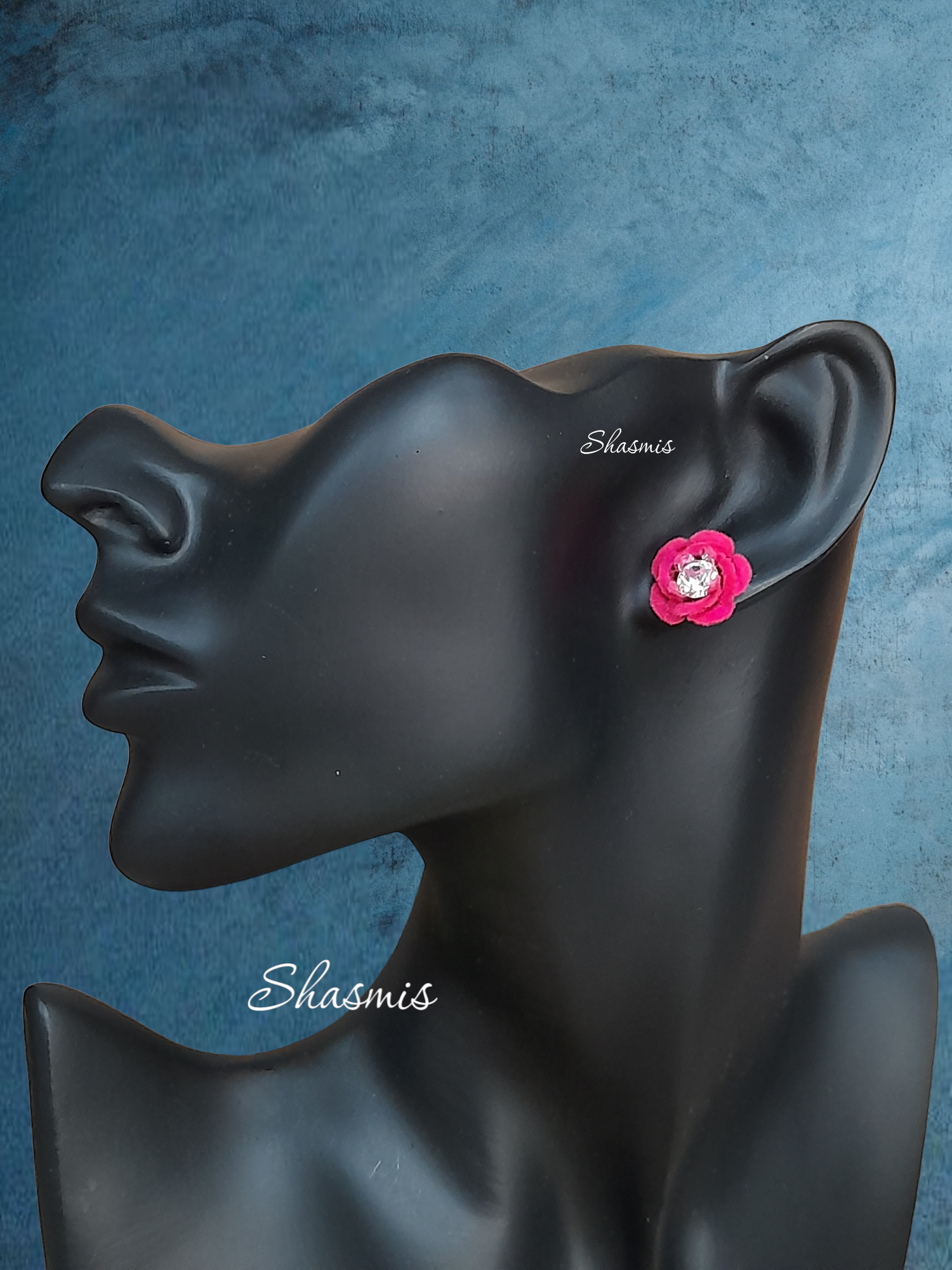 Pink Flower Stud Earrings