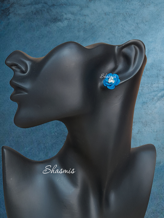 Blue Flower Stud Earrings
