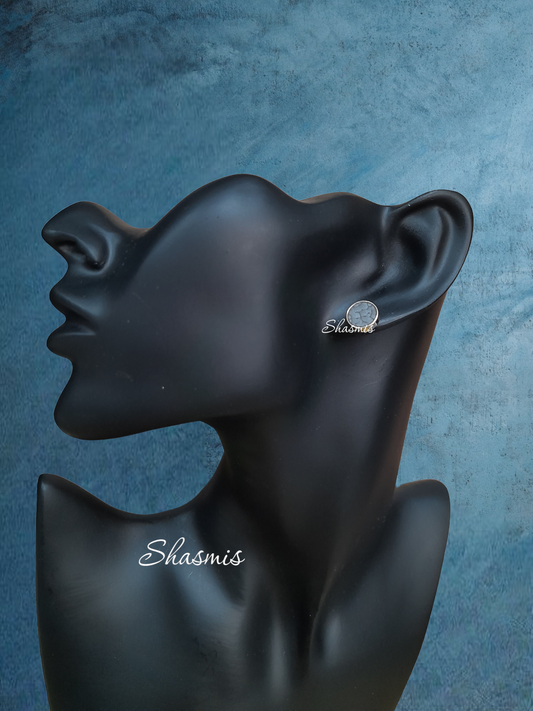 Grey Stud Gold Plated Earrings