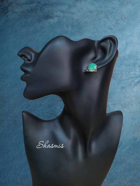 Green Design Stud Earrings