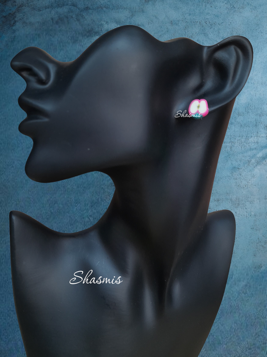 Pink Apple Design Stud Earrings