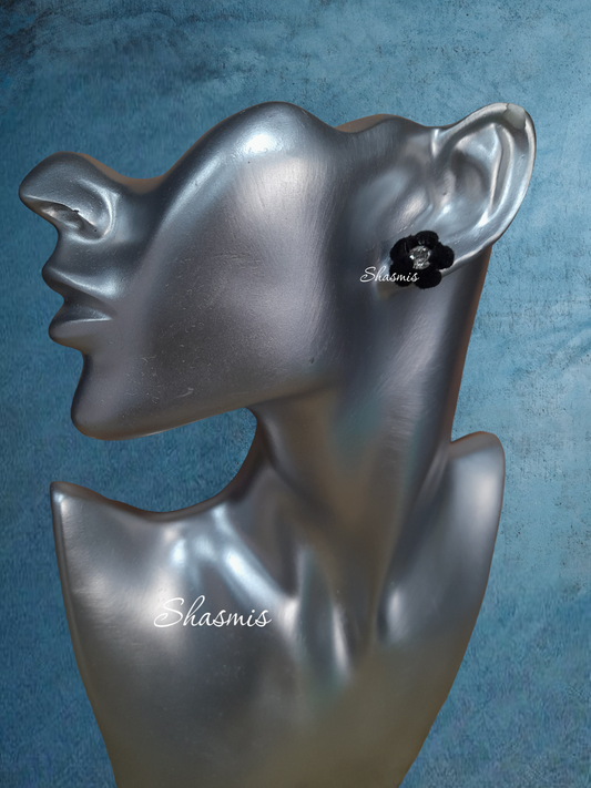 Black Flower Stud Earrings