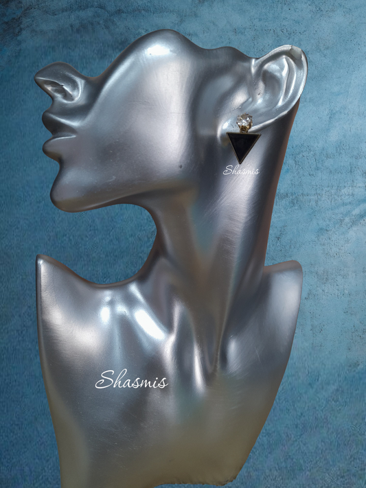 Black Drop Diamond Stud Earrings