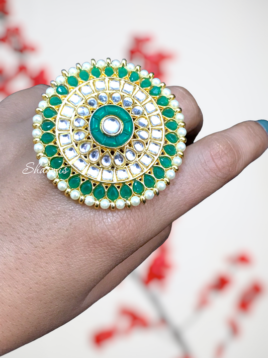 Handwork Green Meenakari Ring