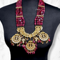 Magenta Color Long Kundan Necklace With Mangtika and Earrings