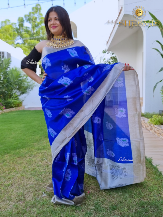 Blue Color Soft Baghlapuri Silk Saree