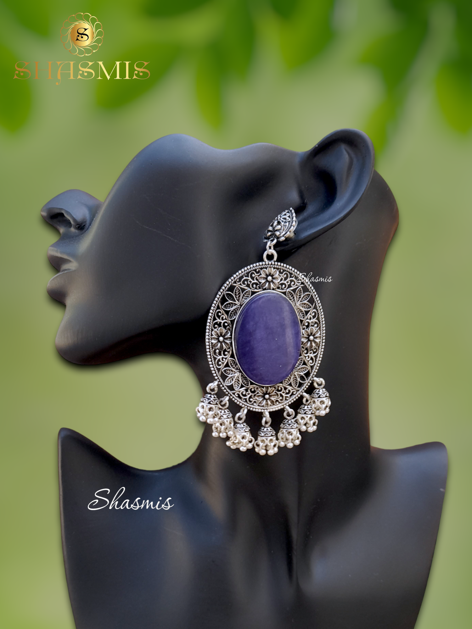 Beadtassel earrings in violet color - Tiszi