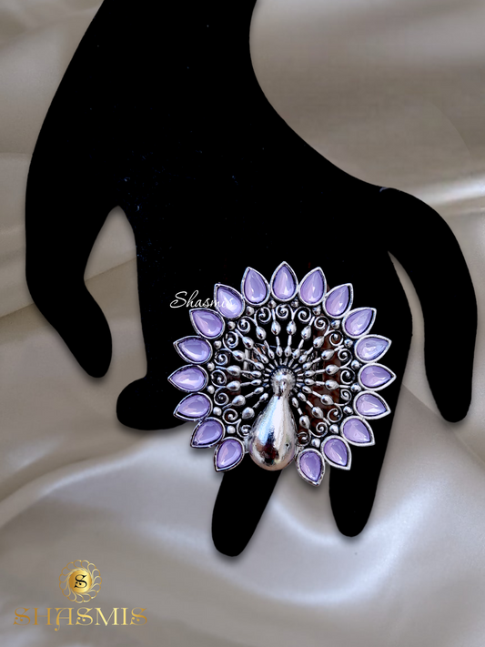 Light Purple Color Stone Peacock Ring